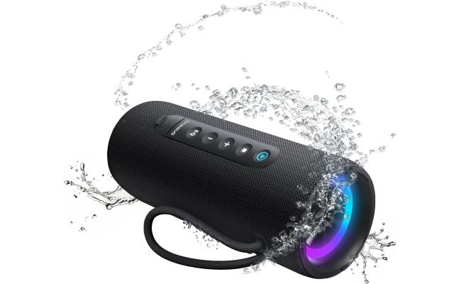 Baseus AeQur Series VO20 Bluetooth Speaker with Ambient RGB Light | BT 5.3, 15H Playtime, 15W Loud Stereo Sound, Deep Bass - Black